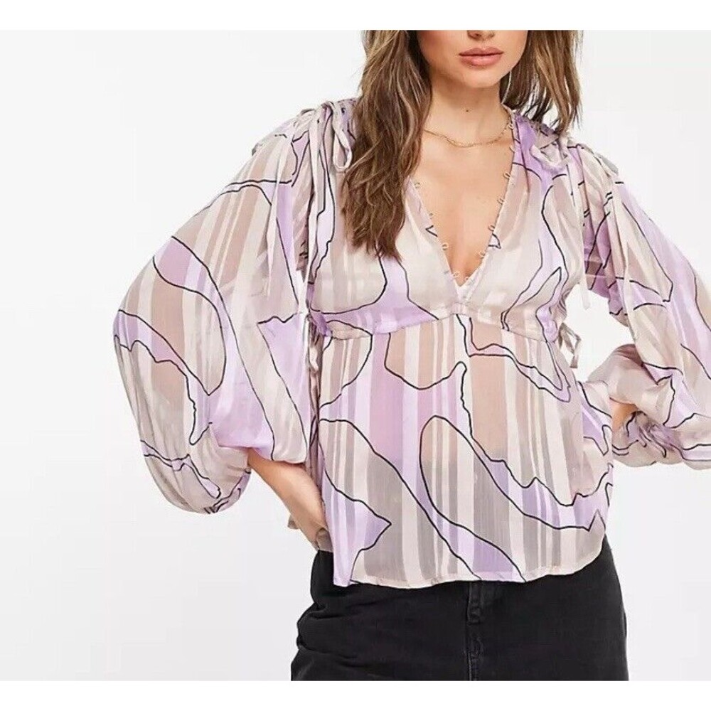 ASOS DESIGN volume long sleeve with Peplum‎ Design Size 2